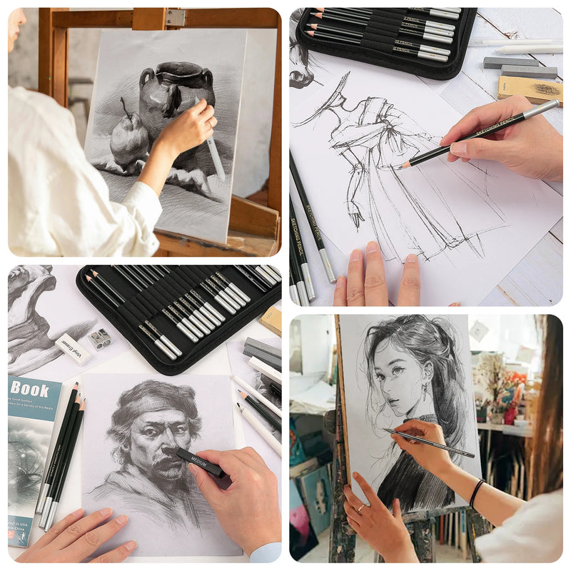 Set Professionale Matite da Disegno e Schizzo Kit artistico completo per disegno, schizzi e colorazione creativa
