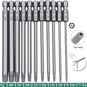 Set di punte di sicurezza Torx da 11 pezzi Set di cacciaviti di sicurezza magnetici in acciaio S2 Set di cacciaviti a stella da 50/100mm per vuoto di squalo T6-T40