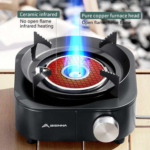 Fornello da Campeggio BISINNA 4000W – Stufa a Gas Portatile ad Alta Potenza con Accensione, Bruciatore Outdoor Trekking Picnic - Campeda