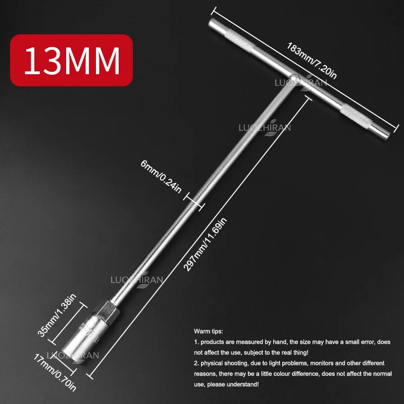 Chiave a Bussola con Impugnatura a T 6-19mm, Chiave Esagonale Estesa di Grado Industriale, Utensile Manuale a Forma di T per Riparazione Auto, Bici, Macchinari e Uso Domestico