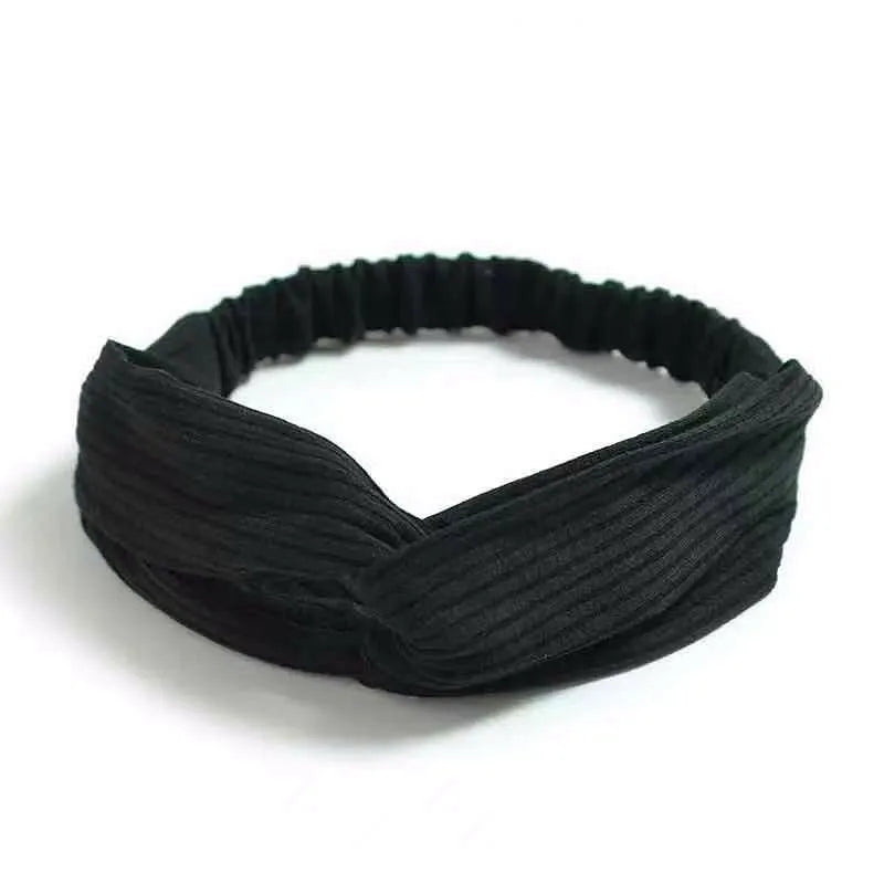 New Boho Women fasce morbide con stampa solida fasce per capelli elastiche con nodo incrociato Vintage turbante bandane fasce per capelli per ragazze accessori per capelli