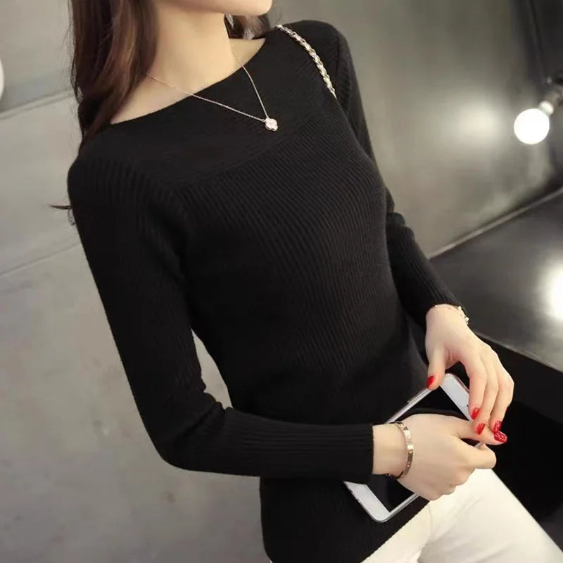 Maglione donna ITOOLIN a costine lavorato a maglia, pullover sottile maniche lunghe con collo slash, top casual elegante per ufficio autunno inverno - Campeda