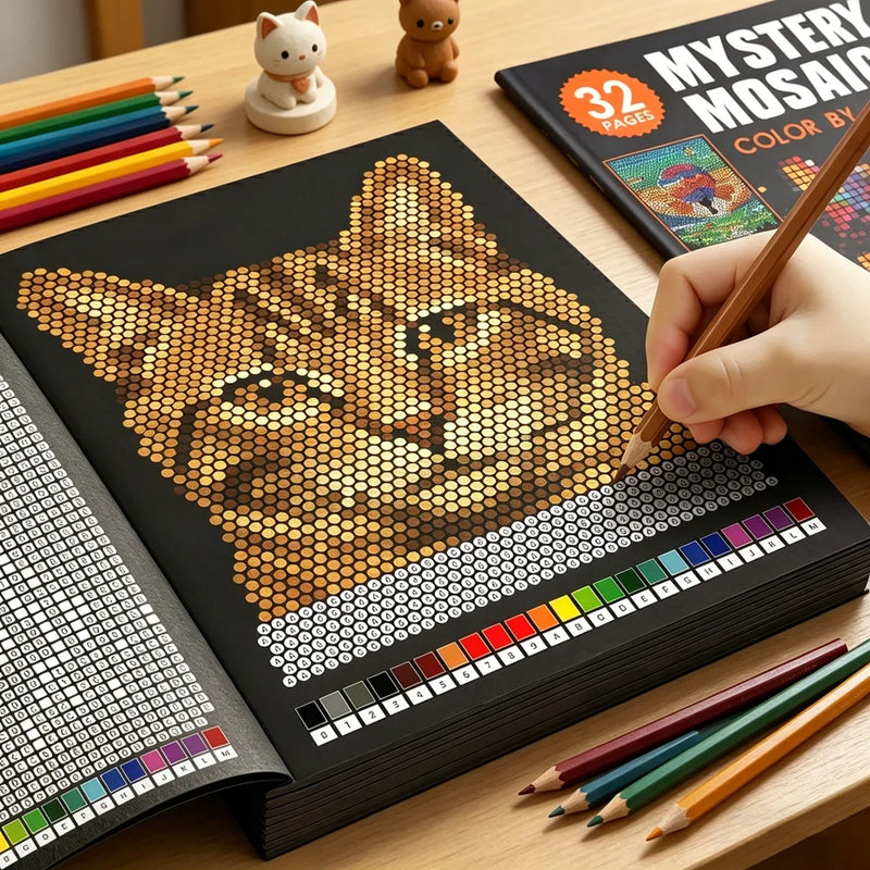 Libro da Colorare con Mosaici Misteriosi: 32 Pagine di Pixel Art per Adulti