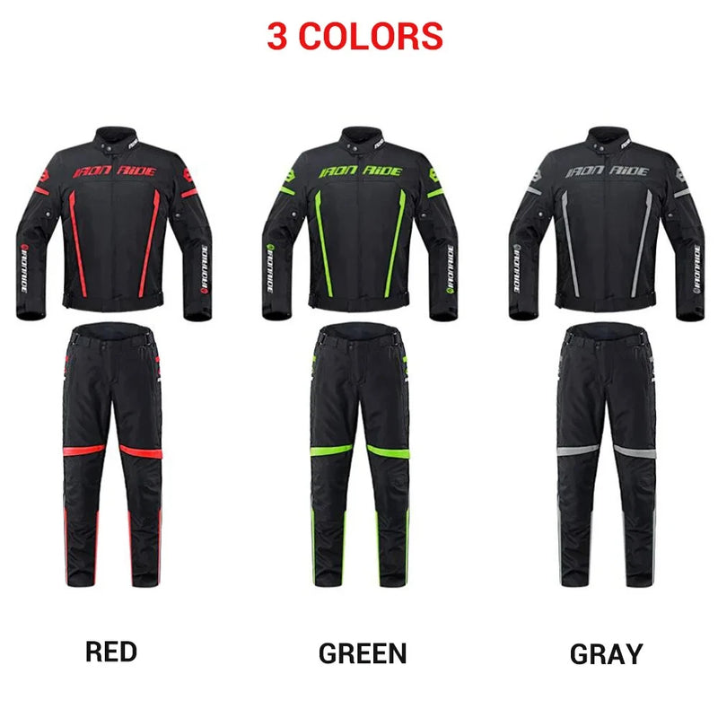 Giacca Moto Impermeabile 4 Stagioni con Protezioni – Giubbotto Motocross Antivento Anticaduta IRONRIDE (M-3XL)