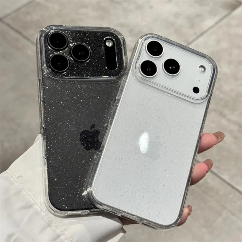 Custodia per telefono trasparente in silicone con glitter bling di lusso per iPhone 17 Air 16 15 14 Plus 13 12 17 Pro Max 17Pro Cover morbida trasparente in TPU