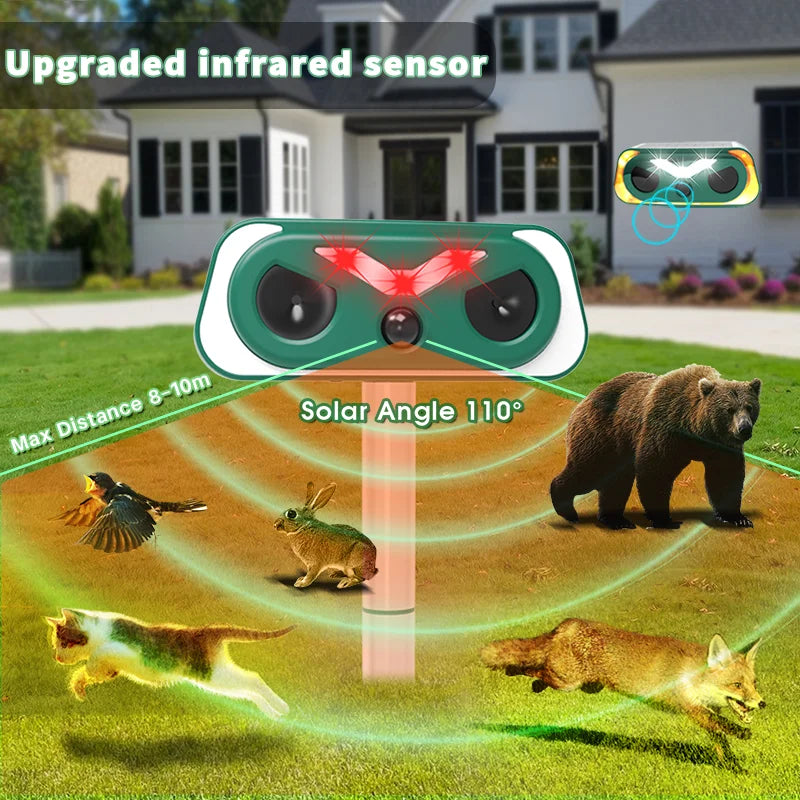 Dispositivo Repellente Solare per Animali da Esterno con Sensore a Infrarossi - immagine 3