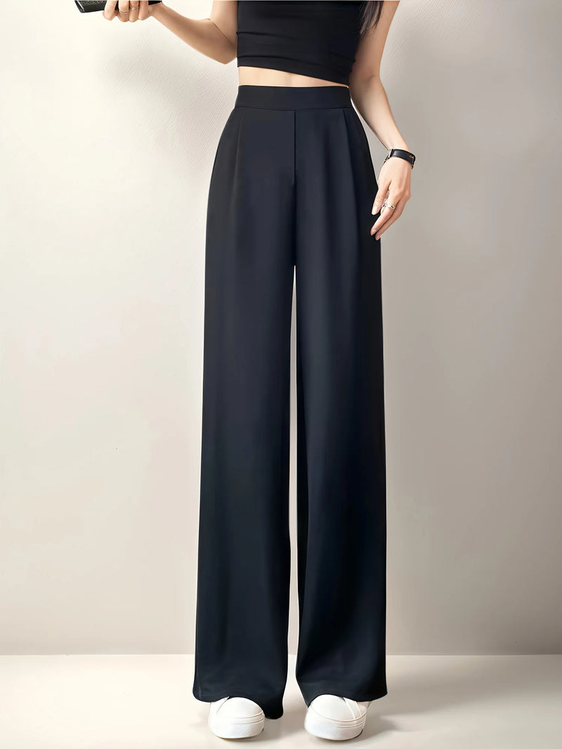 Pantaloni eleganti donna da completo gamba dritta nero/grigio, slim o larghi, comodi e snellenti - Campeda