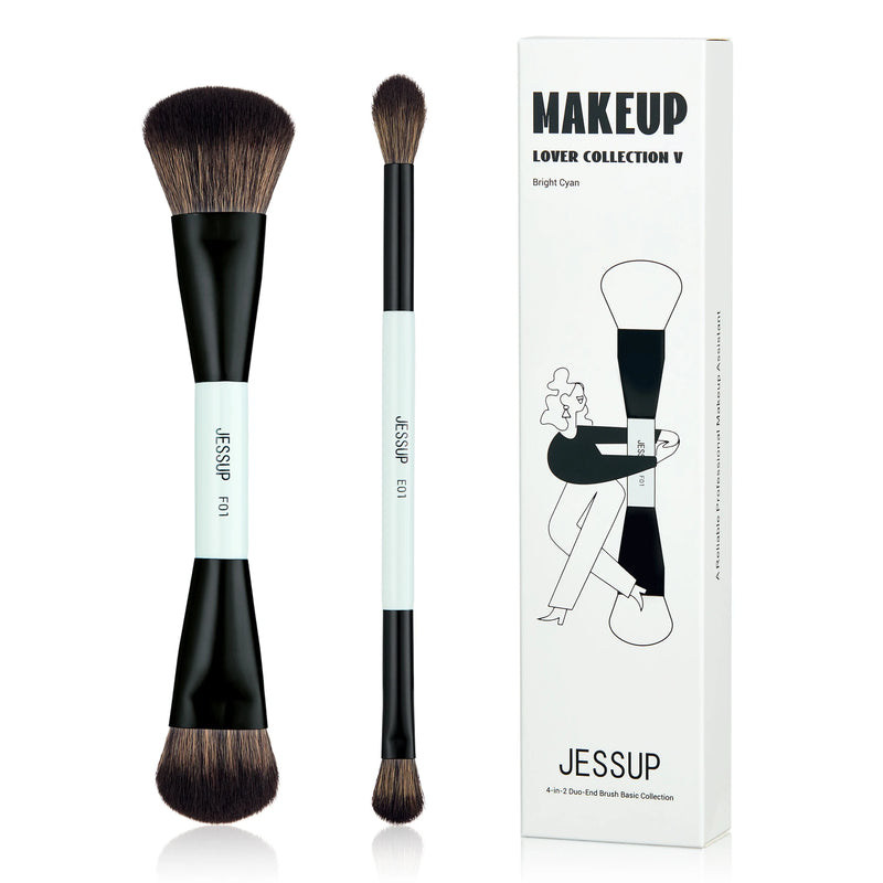Jessup Set di pennelli per trucco bifacciali Fondotinta Contorno Blush Miscelazione - immagine 9