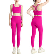 Completo fitness donna ZHUMU GYM – set yoga 2 pezzi con leggings con tasche, traspirante e quick dry - Campeda