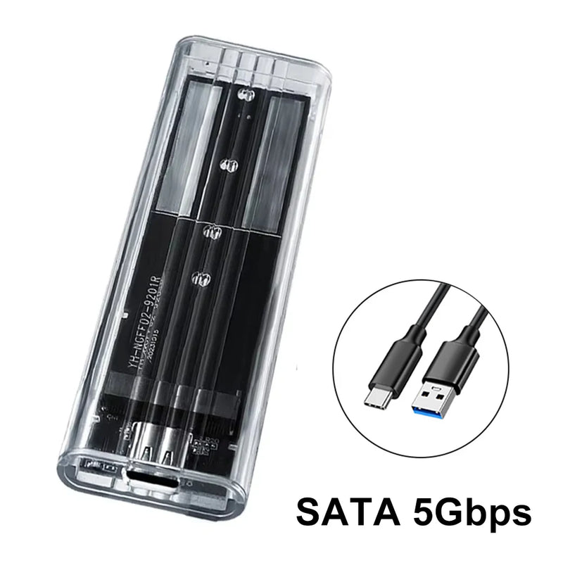 Custodia M.2 NVME SATA SSD USB3.1 Gen1 Scatola per disco rigido esterno trasparente Adattatore per custodia da 10 Gbps gratuito per 2230 2242 2260 2280