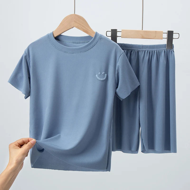 Pantaloncini a maniche corte sottili estivi per bambini da 2/4 pezzi Abito in - immagine 3