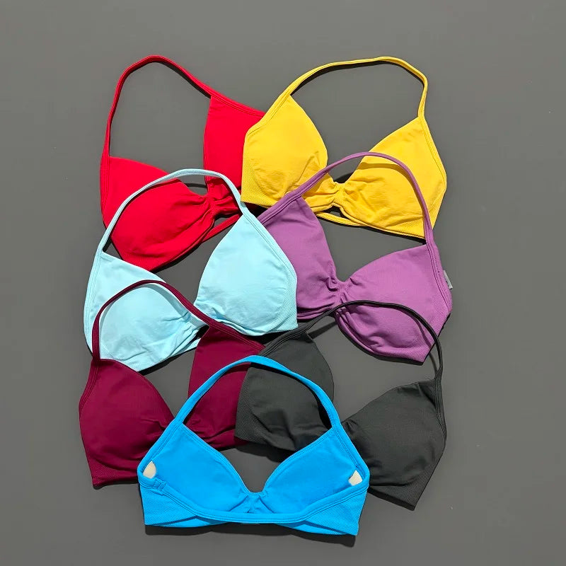 Reggiseno sportivo con spalline Intimo yoga Donna Palestra Top Corsa Esercizio senza - immagine 3