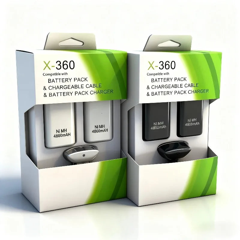 Batteria ricaricabile da 4800 mAh con 1 cavo di ricarica per batterie per gamepad Xbox 360 Batteria per controller wireless
