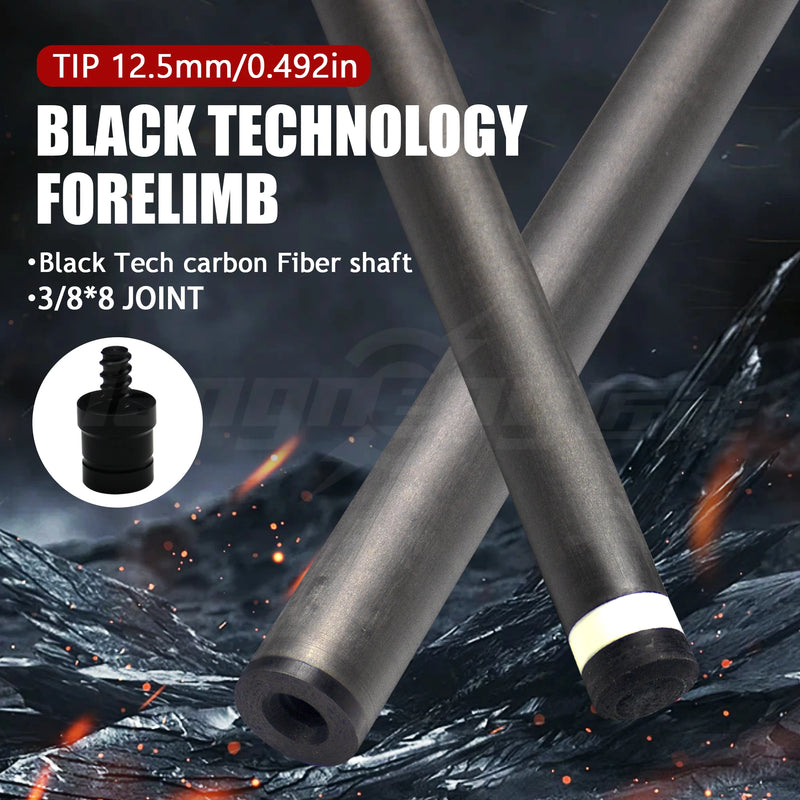 Punta Stecca Biliardo 12,5 mm in Fibra di Carbonio 3/8×8 – Avambraccio Professionale High Performance - Campeda