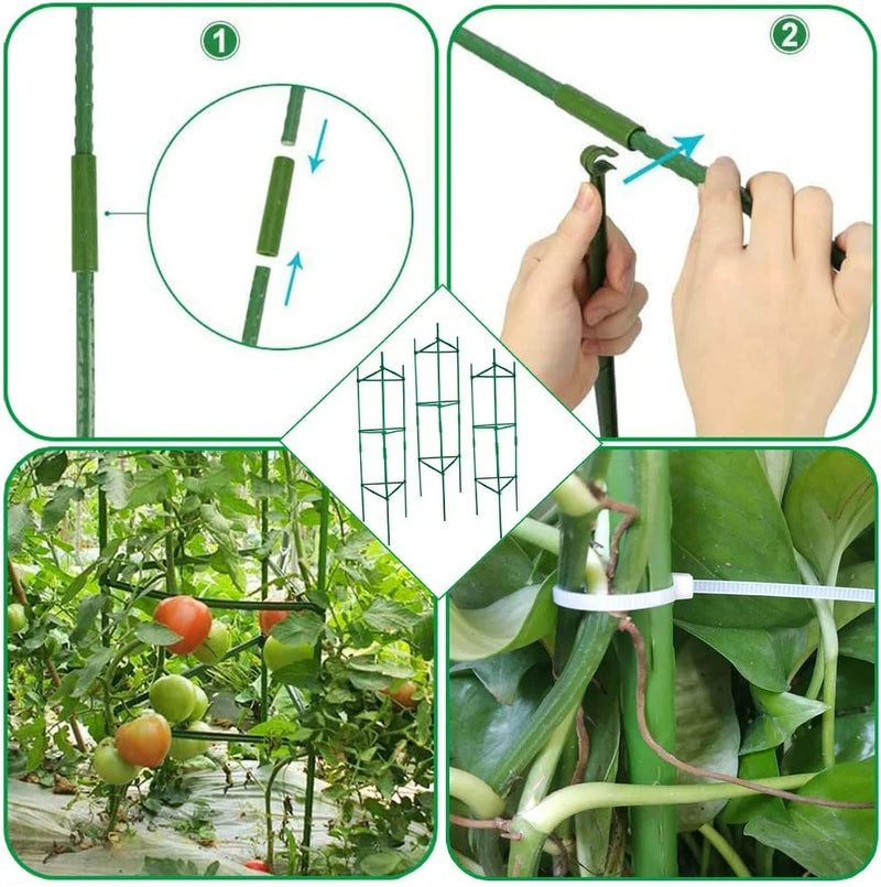 Gabbia per pomodori, fino a 51 pollici di pali per piante griglie per verdure assemblate per piante rampicanti da giardino fiori di verdure
