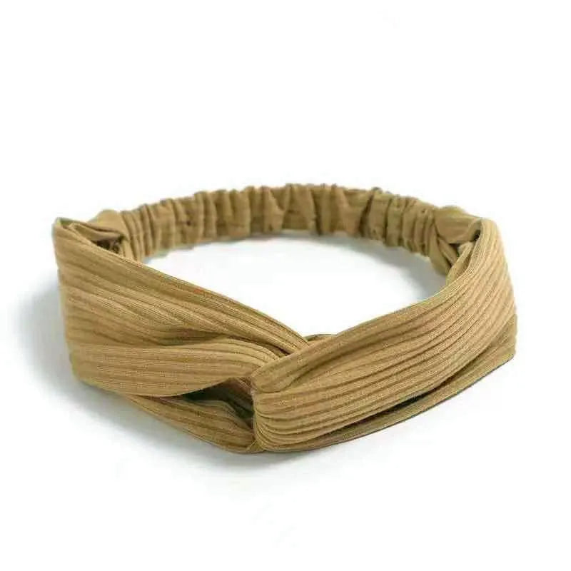 New Boho Women fasce morbide con stampa solida fasce per capelli elastiche con nodo incrociato Vintage turbante bandane fasce per capelli per ragazze accessori per capelli