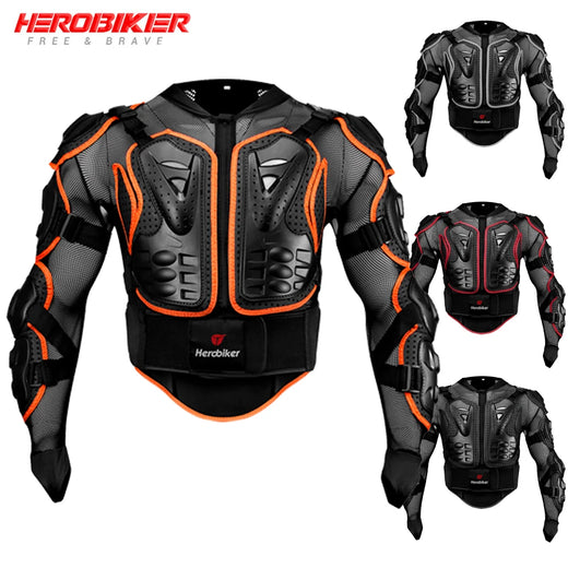Giacca Protettiva Moto Integrale HEROBIKER – Armatura Completa Motocross Enduro Racing con Protezioni Schiena Petto Spalle Gomiti (S-4XL) - Campeda