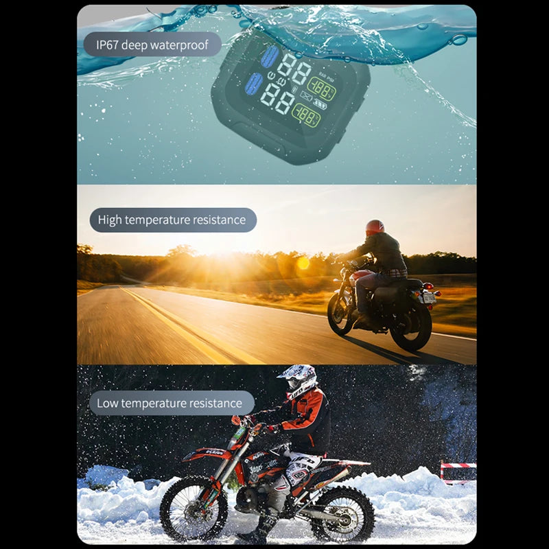 Display LCD per pneumatici motore con sistema di monitoraggio della pressione dei pneumatici TPMS per moto senza fili con sensori TH/WI interni o esterni