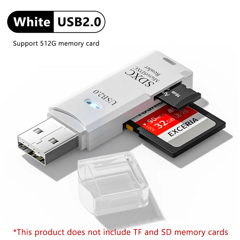 Lettore di schede USB 3.0 2.0 2 in 1 Micro SD Adattatore ad - USB 2.0 White - immagine 2