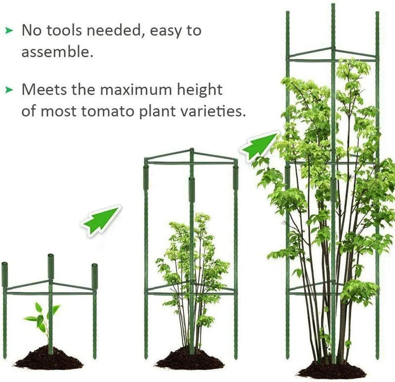 Gabbia per pomodori, fino a 51 pollici di pali per piante griglie per verdure assemblate per piante rampicanti da giardino fiori di verdure