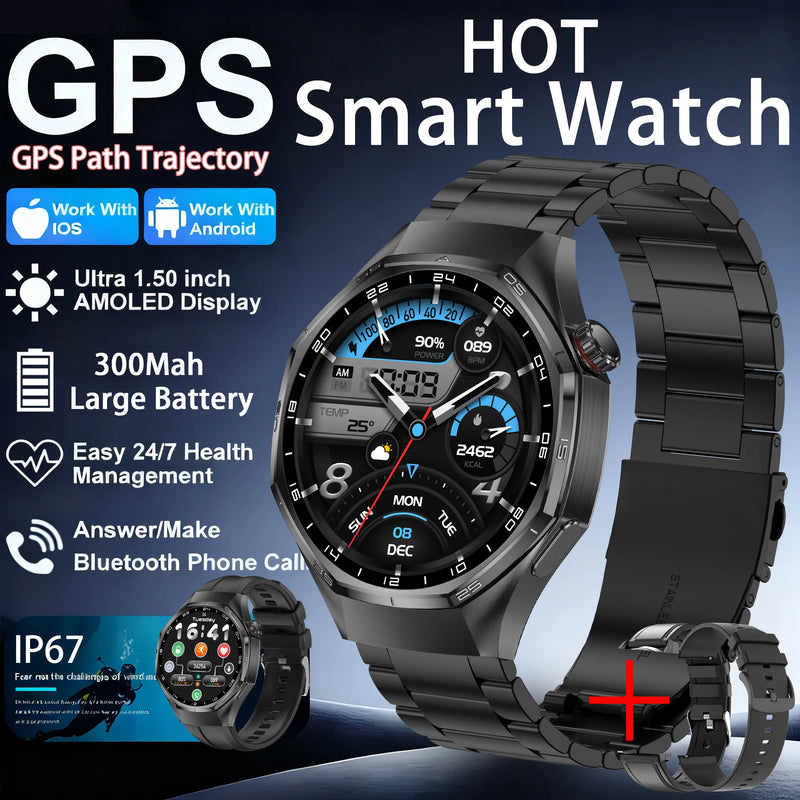 Nuovi Smart Watches6 Max GPS AMOLED Monitoraggio della frequenza cardiaca di fascia alta Chiamata Bluetooth Smartwatch sportivo da uomo impermeabile per Android IOS