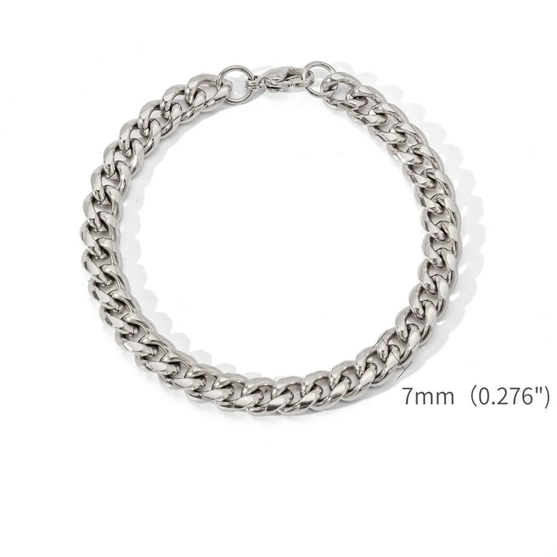 Bracciale da uomo a catena cubana in acciaio inossidabile color oro Bracciale retrò semplice per le donne Accessori di tendenza per gioielli Hip Hop Regalo - Campeda