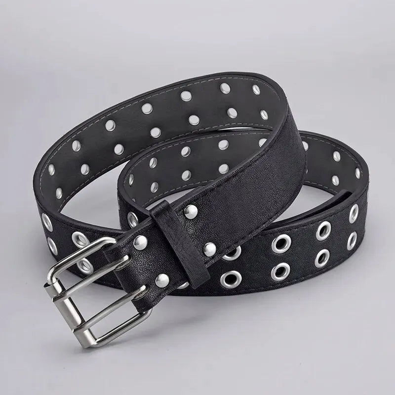 1pc Cintura da donna Tendenza Semplice Doppio Foro uomo Punk Hip Hop Stile - immagine 6