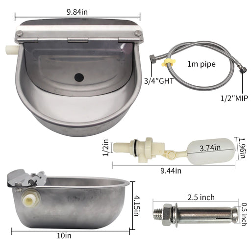 1 Set Ciotola Automatica per Mucca Tubo Alimentatore d'Acqua in Acciaio Galleggiante - immagine 2
