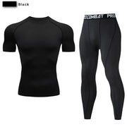 2 pezzi tuta sportiva a compressione da uomo allenamento elastico set yoga jogging - immagine 14