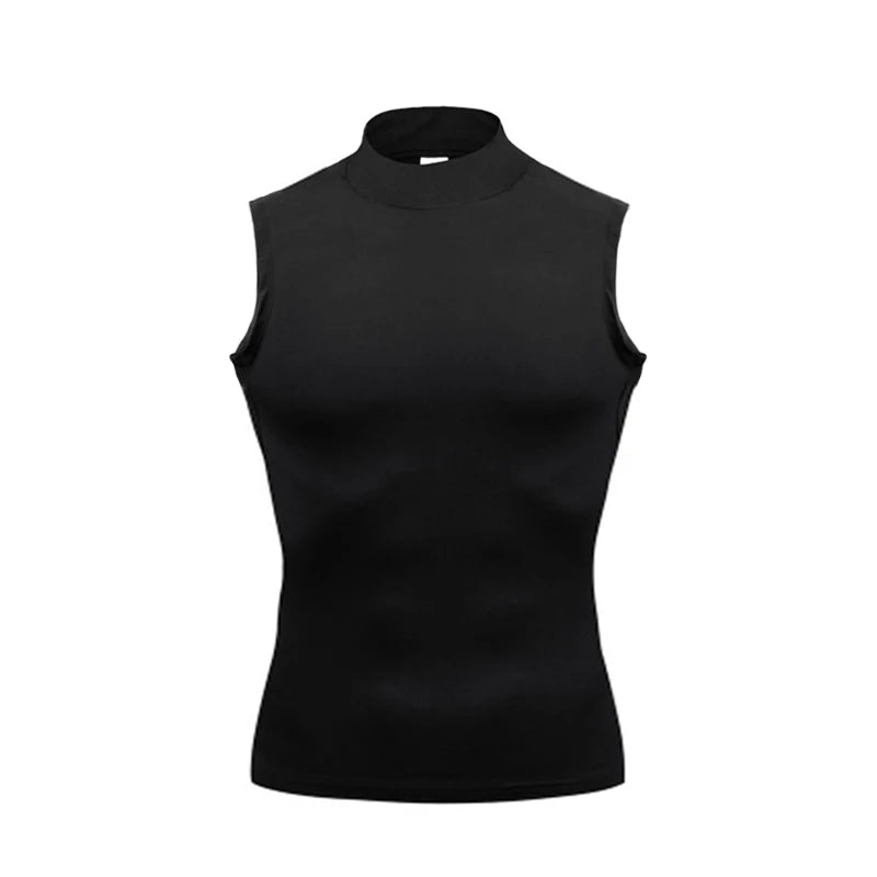 T-shirt senza maniche per esercizi di allenamento Dolcevita da uomo Camicia a - immagine 4
