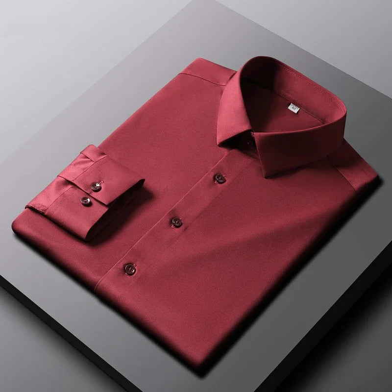 Camicia casual da uomo – smart casual, maniche lunghe, chiusura monopetto, tinta unita