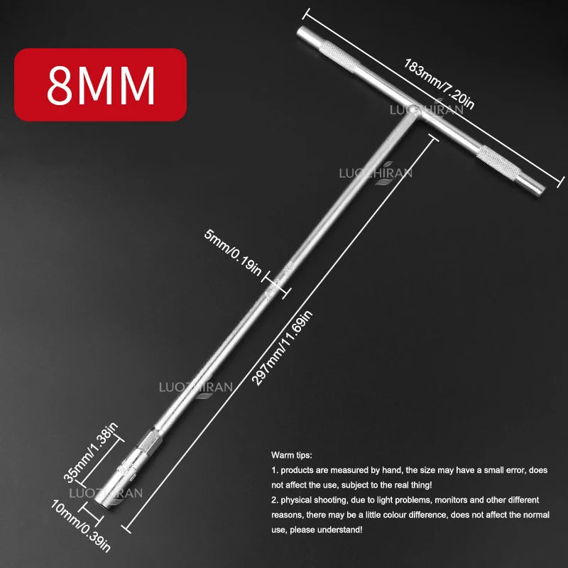 Chiave a Bussola con Impugnatura a T 6-19mm, Chiave Esagonale Estesa di Grado Industriale, Utensile Manuale a Forma di T per Riparazione Auto, Bici, Macchinari e Uso Domestico
