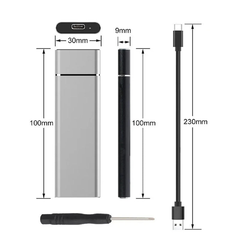 Custodia per disco rigido M.2 HDD in lega di alluminio Scatola per disco rigido B-KEY Scatola per disco rigido esterno Interfaccia USB C Supporto protocollo SATA e NVME