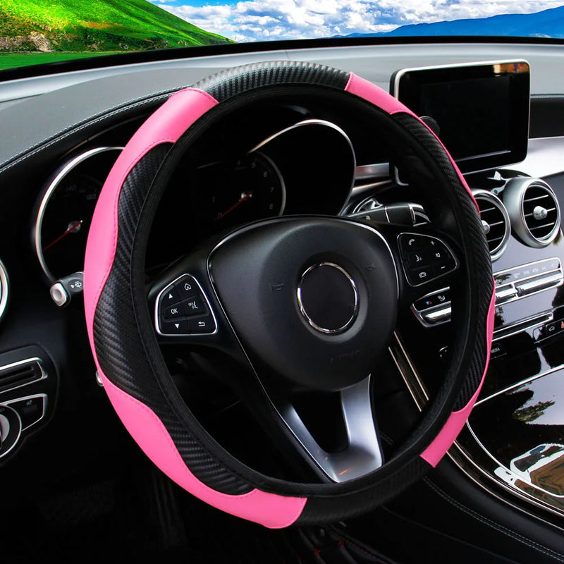 Coprivolante per auto in pelle PU fibra di carbonio senza anello interno adatto