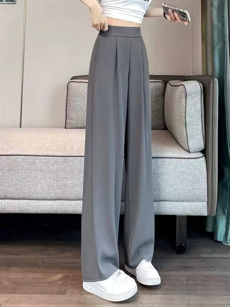 Pantaloni eleganti donna da completo gamba dritta nero/grigio, slim o larghi, comodi e snellenti - Campeda