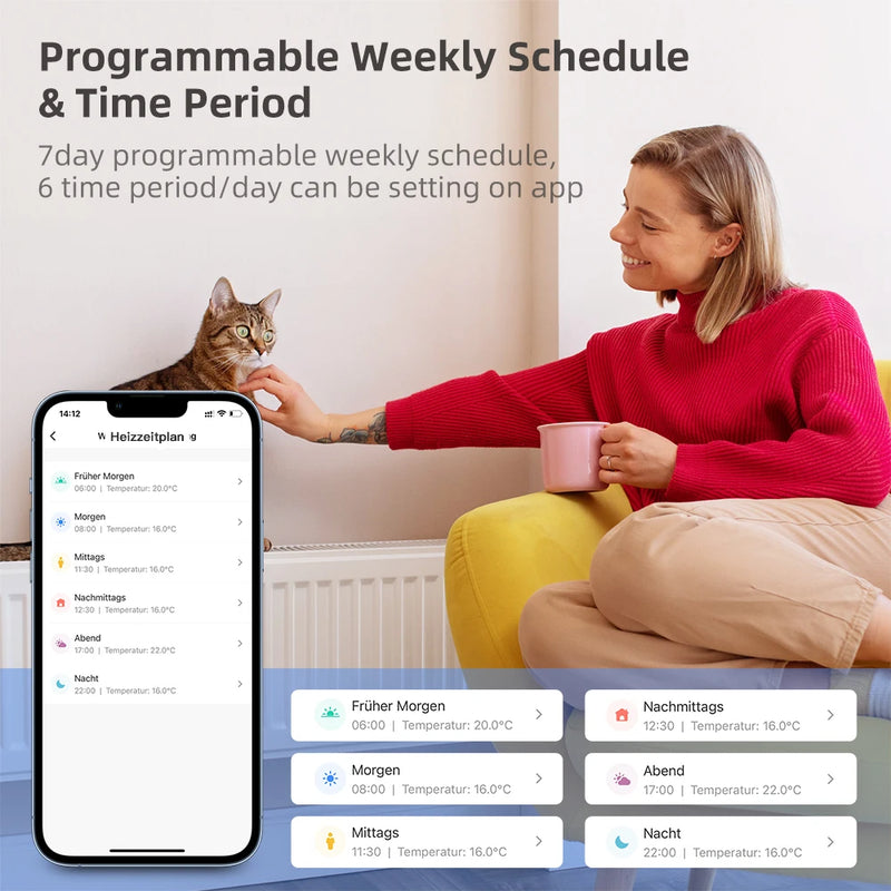 AVATTO Tuya 1-6PCS Wifi TRV Attuatore Del Radiatore Valvola Termostatica Valvola Del Radiatore Regolatore di Temperatura Supporto Alexa Google Casa
