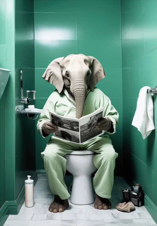 Scimpanzé Elefante Panda Animali Poster Stampa Divertente Arte Immagine da parete Pittura su tela per bagno Toilette Decorazioni per la casa Regalo