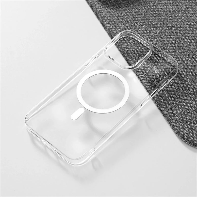 Custodia magnetica trasparente HD per PC rigida ultra sottile per iPhone 17 Pro Max 16 15 14 Plus 13 12 Magsafe Custodia trasparente con ricarica wireless