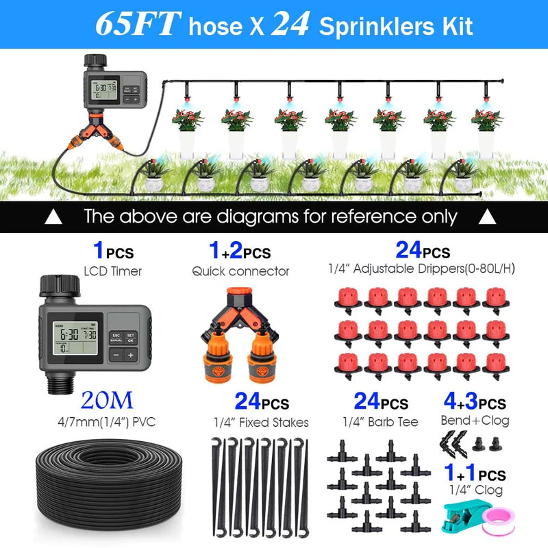 30-5m Pulsante LCD da giardino Timer Set di irrigazione 0-80L/H Ugello rotante regolabile Display intelligente Sistema di irrigazione automatica