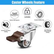 4 pz 1 1.25 1.5 2 Pollici Mobili Caster In Gomma Morbida Ruota - immagine 2