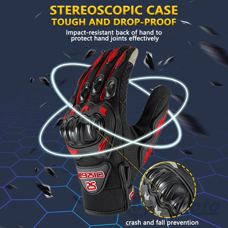 Guanti Moto Estivi Touch Screen – Traspiranti Antiscivolo con Protezione Nocche, Guanti Motocross e Racing Unisex - Campeda