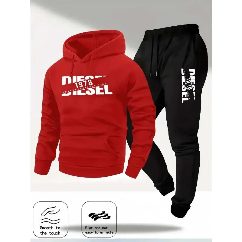Tuta sportiva uomo 2 pezzi – felpa con cappuccio e pantaloni casual, outfit primavera, autunno/inverno moda streetwear - Campeda