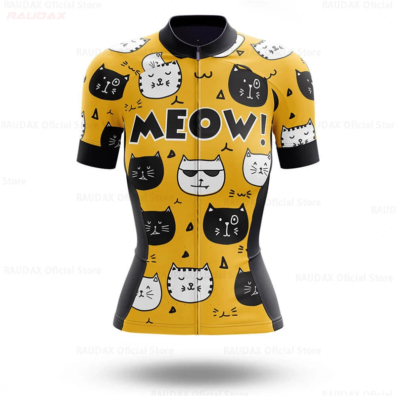Set Maglia Ciclismo Donna Gatto Cartone Animato Divertente Estivo Abbigliamento Bici - immagine 20