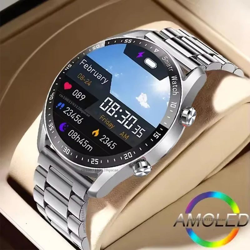 2025 NUOVO Astuto Della Vigilanza Delle Donne Degli Uomini AMOLED Schermo Bluetooth Chiamata Full Touch Screen Meteo Chiamata Sport Braccialetto Intelligente 5ATM Impermeabile