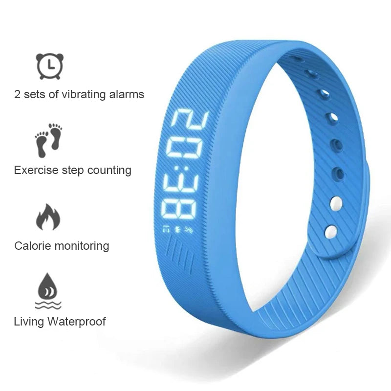 Smartband LED Fitness – Braccialetto Contapassi Impermeabile con Sveglia a Vibrazione