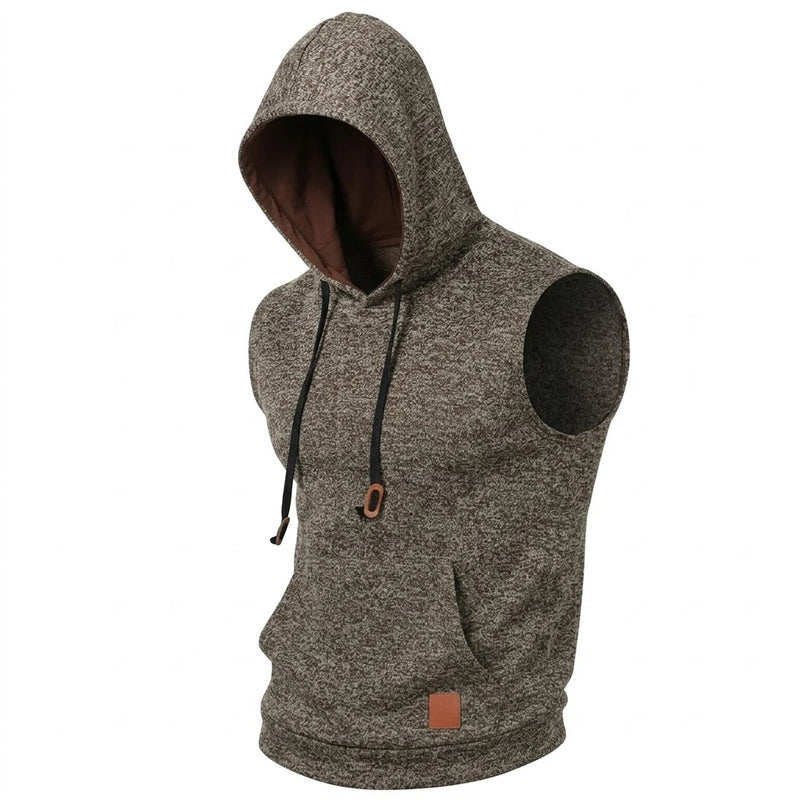 Felpa Senza Maniche da Uomo Leggera con Cappuccio - Coffee S(US 36) - immagine 31