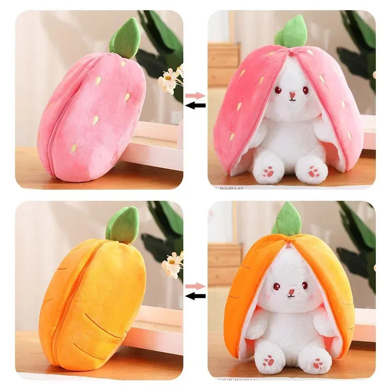 Coniglio peluche fragola carota 25 cm farcito creativo per bambini, regalo di compleanno coccoloso