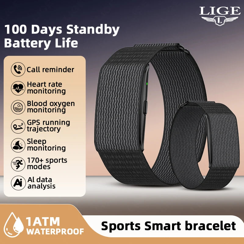 LIGE Braccialetti intelligenti senza schermo con frequenza cardiaca Sonno AI Monitor