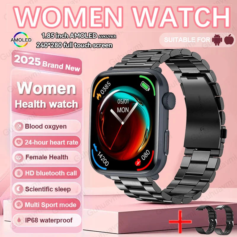 nuove donne uomini AI Smart diagnosi orologio HRV PPG pressione sanguigna - Black Steel 2A - immagine 27