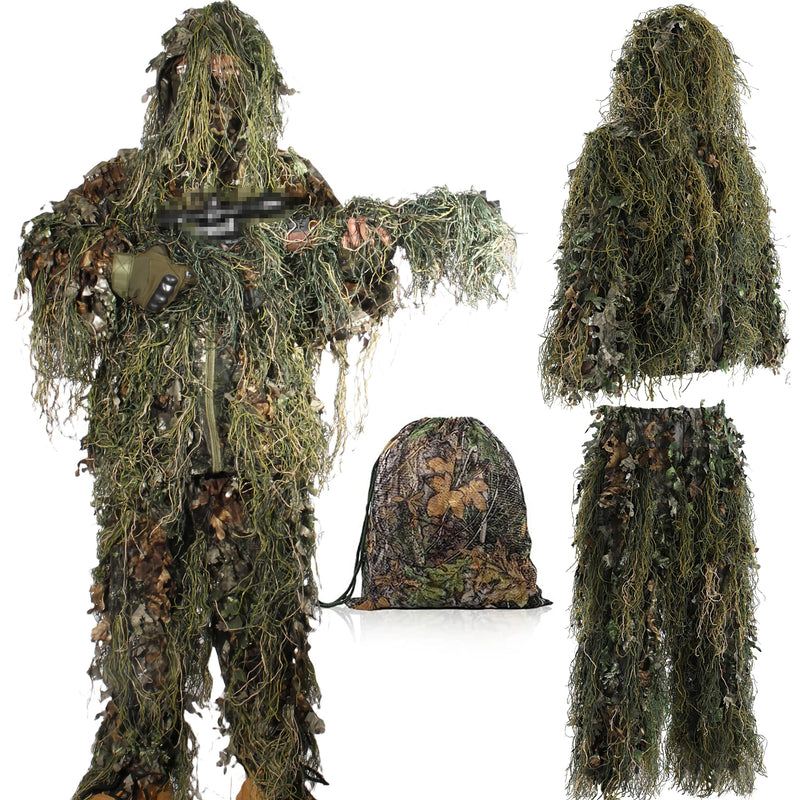 JOAXOR Ghillie Suit Tute da caccia mimetiche con foglie 3D